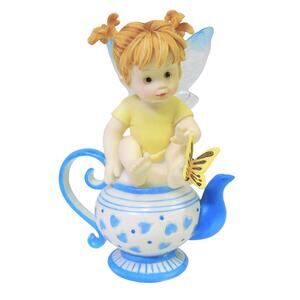 My Little Kitchen Fairies Tea Time Fairie Figurine Teapot Butterfly Angel Fairy
